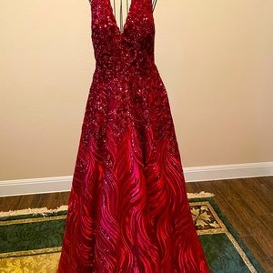 Red Flame Sequin Gown